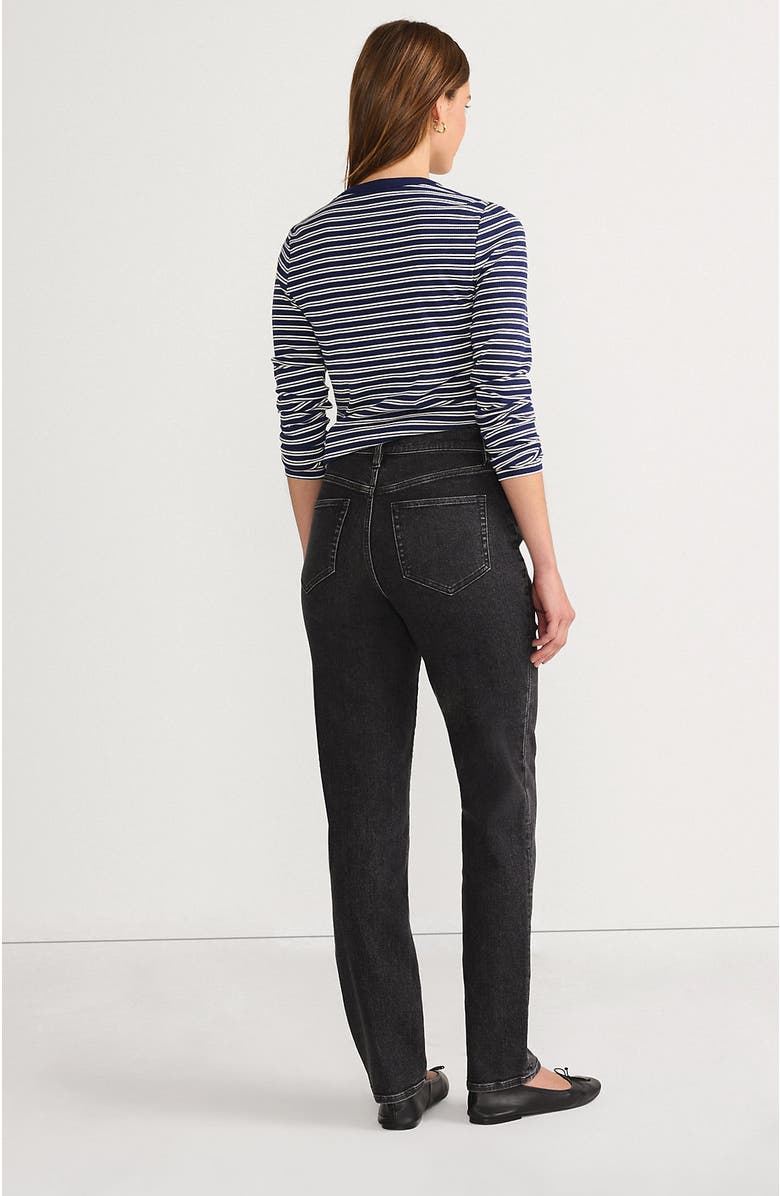 Lands' End Recover High Rise Straight Leg Blue Jeans, Alternate, color, Black Stone Wash