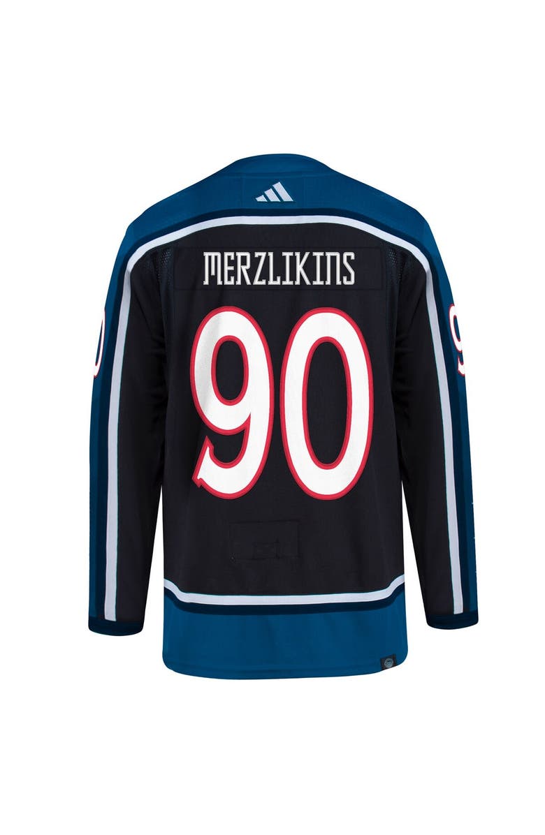 adidas Men's adidas Elvis Merzlikins Black Columbus Blue Jackets Reverse Retro 2.0 Authentic Player Jersey, Alternate, color,