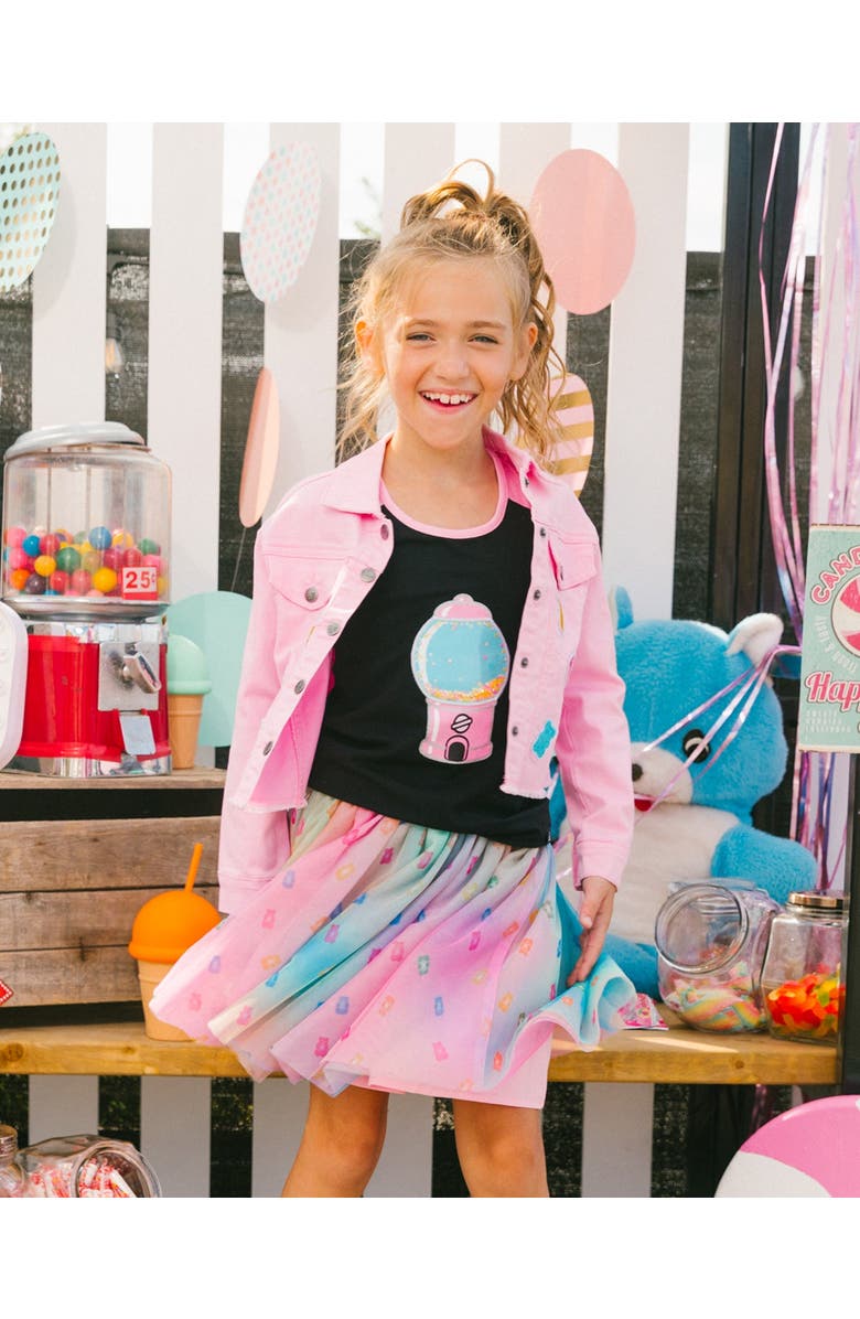 Deux par Deux Girl's Organic Cotton Racerback Tank Top Black And Candy Machine, Alternate, color, Black And Candy Machine