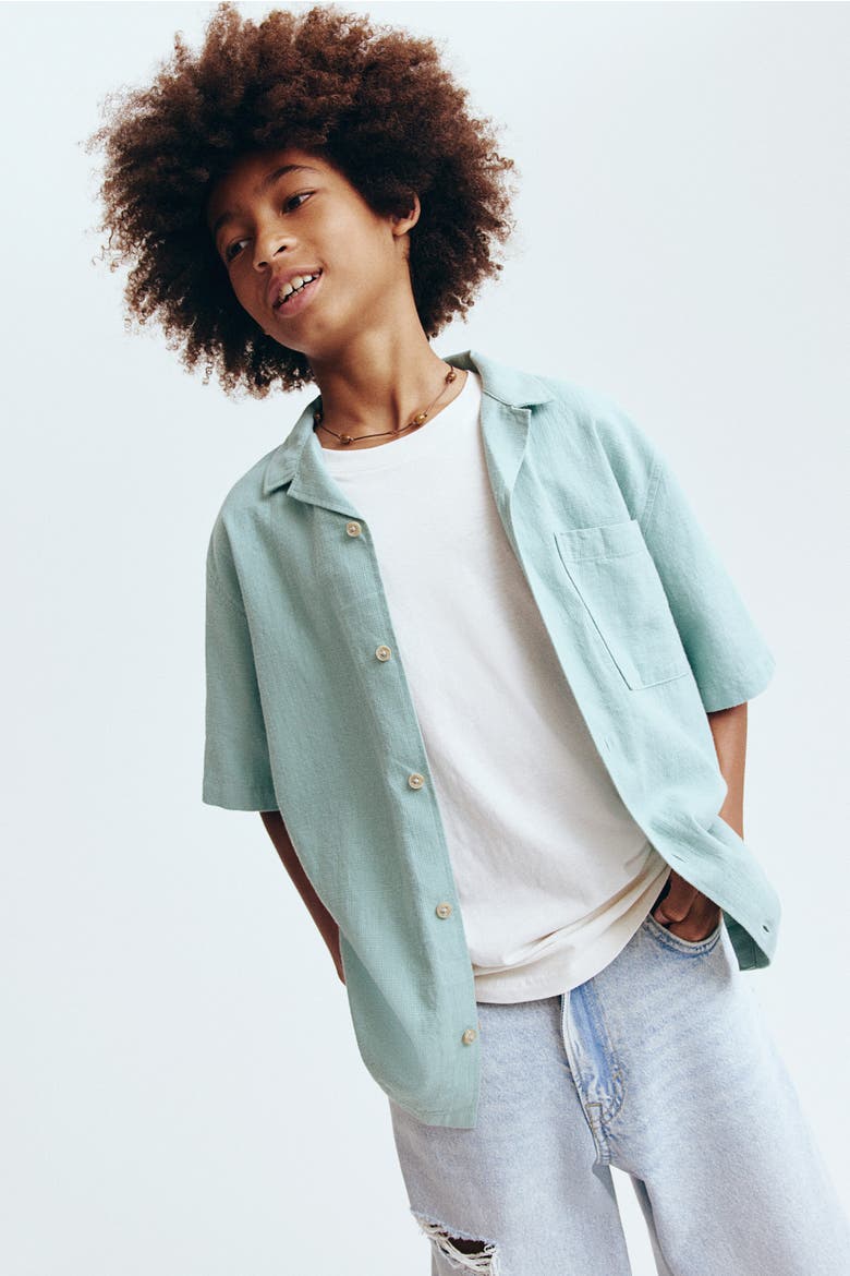 Cotton Resort Shirt, Alternate, color, Turquoise