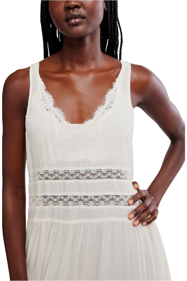 Voile and Lace Midi Dress, Alternate, color, IVORY COMBO