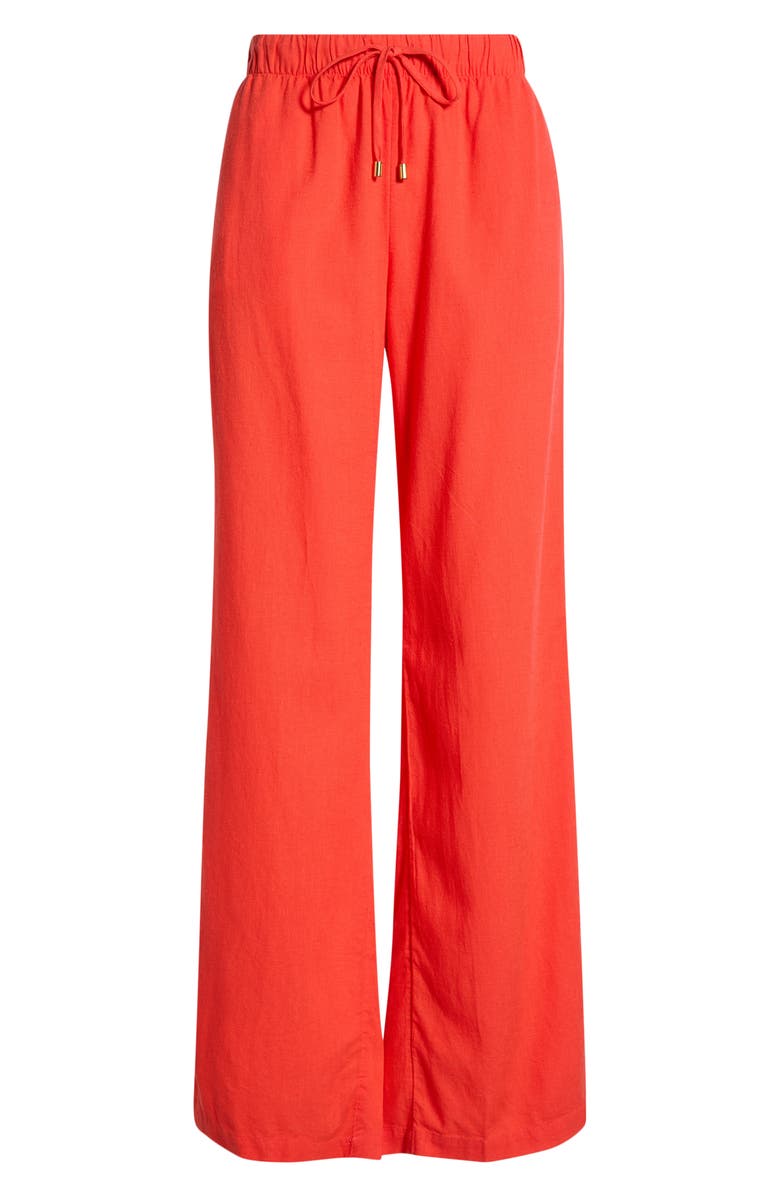 Elan Drawstring Wide Leg Cover-Up Pants, Main, color, Red