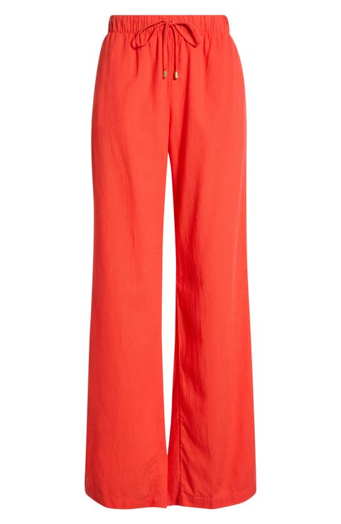 Drawstring Wide Leg Cover-Up Pants