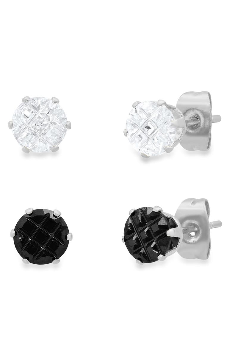 HMY JEWELRY Stainless Steel Stud Earring Set, Main, color, 