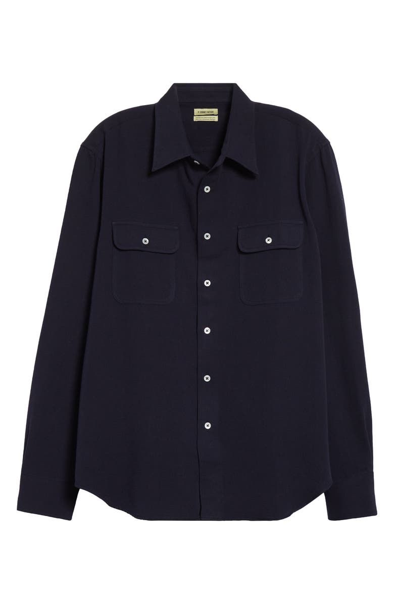 De Bonne Facture Artist Cotton & Hemp Button-Up Shirt, Alternate, color, Navy