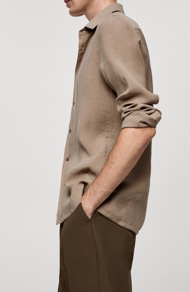 MANGO Regular Fit Button-Up Shirt, Alternate, color, Medium Brown