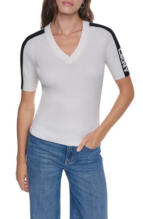 Logo Stripe Rib Sweater