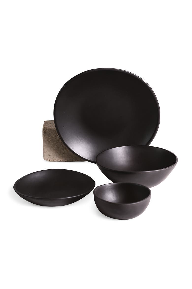 Organic Shaped Dinnerware Dadasi, Set of 16, Main, color, Matte Black