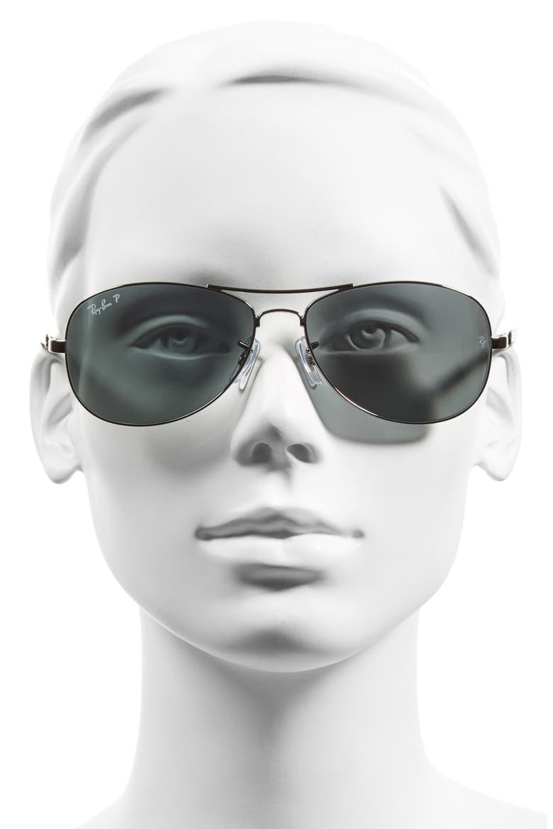 'TECH' 59mm Polarized Aviator Sunglasses, Alternate, color, GUNMETAL/ BLUE/ SILVER POLAR