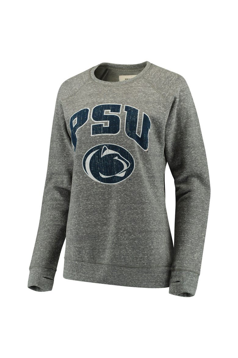 Women's Pressbox Heathered Gray Penn State Nittany Lions Edith Vintage Knobi Pullover Sweatshirt, Main, color, Heather Gray