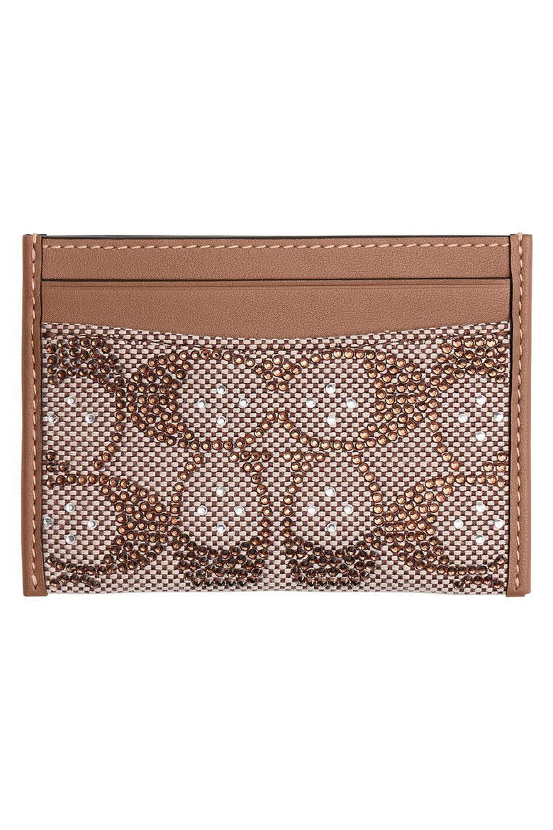 Signature Crystal Logo Jacquard Card Case, Alternate, color, B4/MUSHROOM