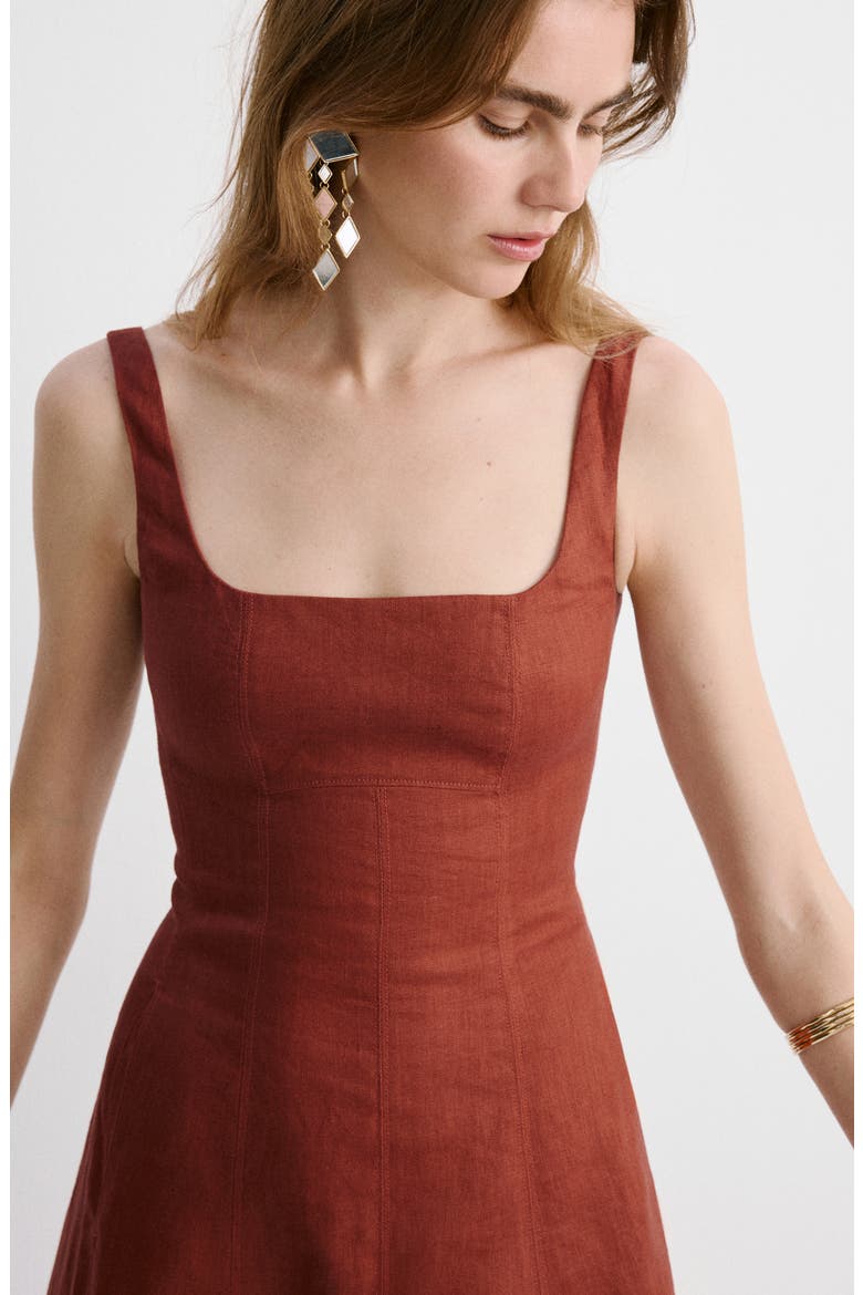 Sleeveless A-Line Midi Dress, Alternate, color, BURNT ORANGE