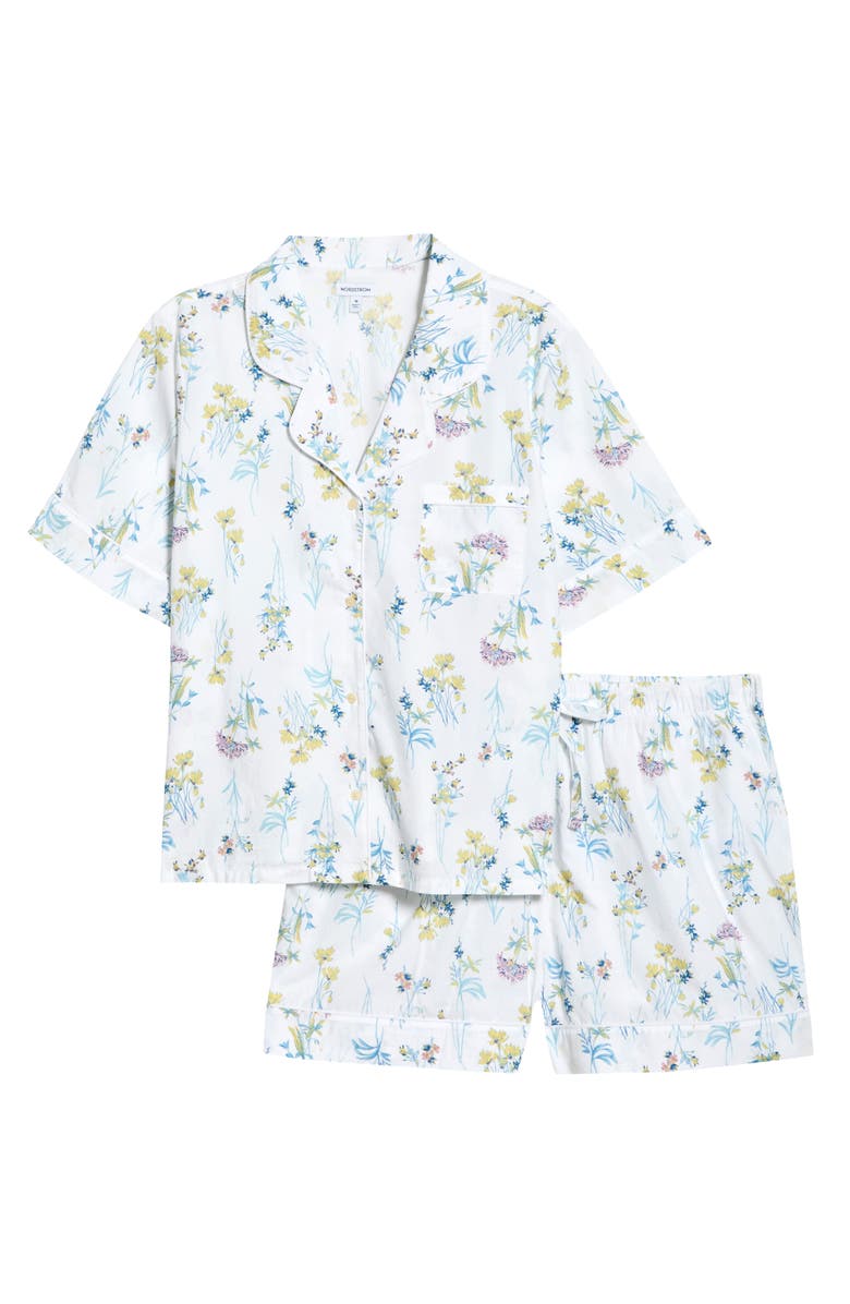 Nordstrom Classic Shirting Short Pajamas, Main, color, Ivory- Blue Botanical Stems