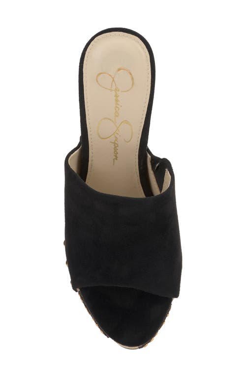 Jessica Simpson Shelbie Black Suede Platform High Heel Slide Sandals In Black