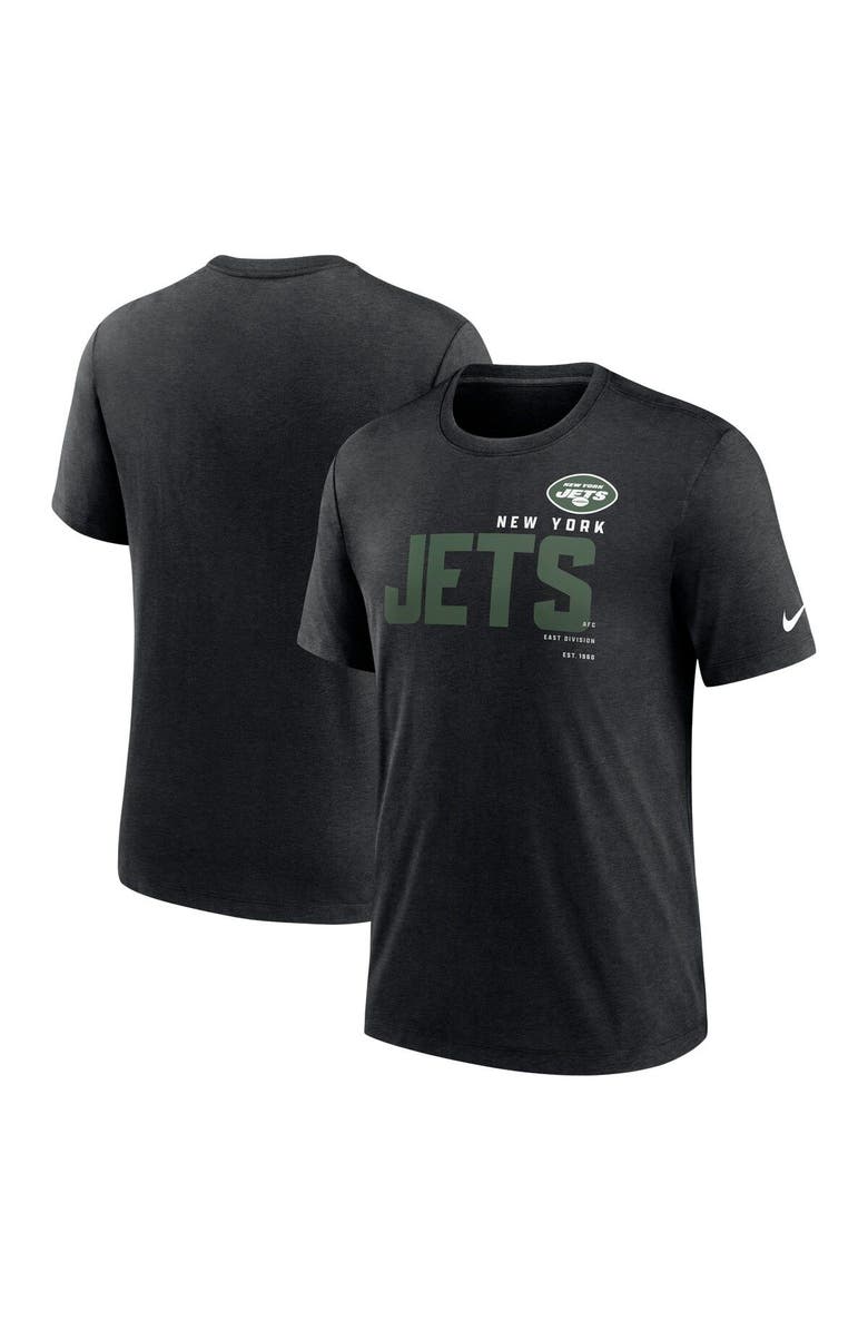 Nike Men's Nike Heather Black New York Jets Team Tri-Blend T-Shirt, Alternate, color, 