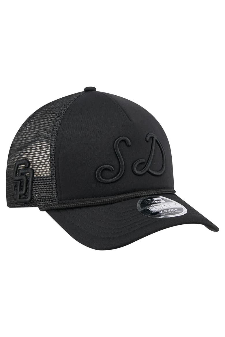 Men's New Era Black San Diego Padres City Initial 9FORTY A-Frame M-Crown Adjustable Trucker Hat, Alternate, color, Black