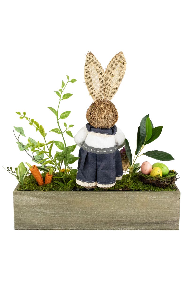 Northlight Boxed Garden Arrangement with Bunny Easter Decoration - 17.25", Alternate, color, Brown