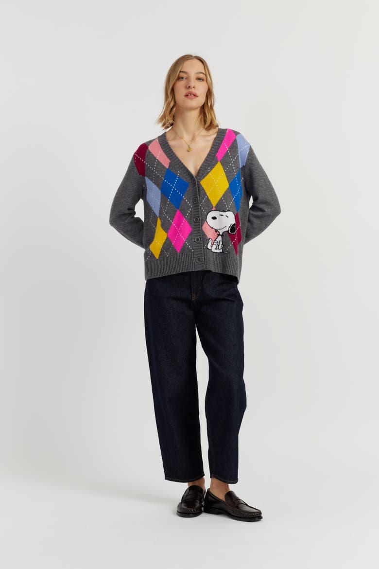 Wool-Cashmere Snoopy Argyle Cardigan, Main, color, Multi