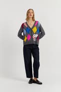 Chinti & Parker Wool-Cashmere Snoopy Argyle Cardigan