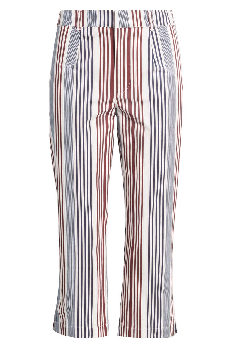 Gaia Stretch Organic Cotton Capri Pants, Alternate, color, NAVY MULTI STRIPE