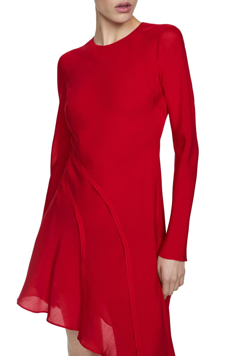 MANGO Long Sleeve Asymmetric Hem Dress, Main, color, 