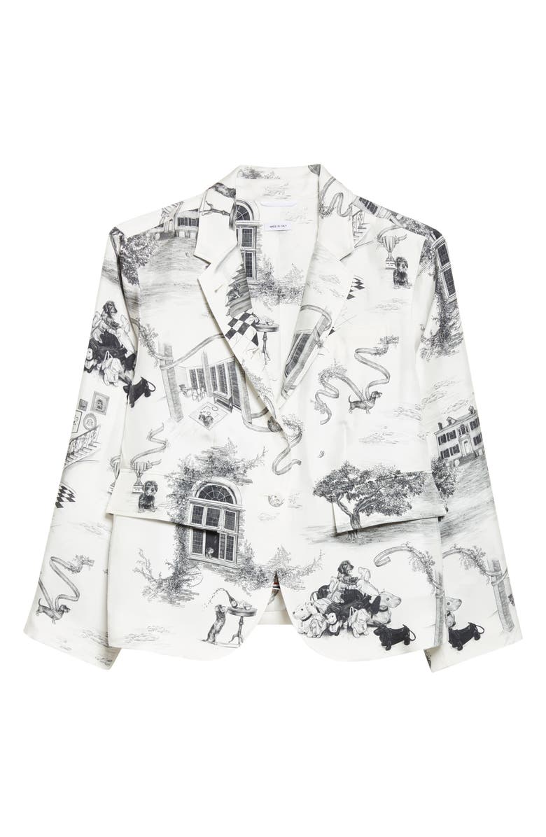 Thom Browne Hector Toile Silk Jacket, Main, color, Black/ White