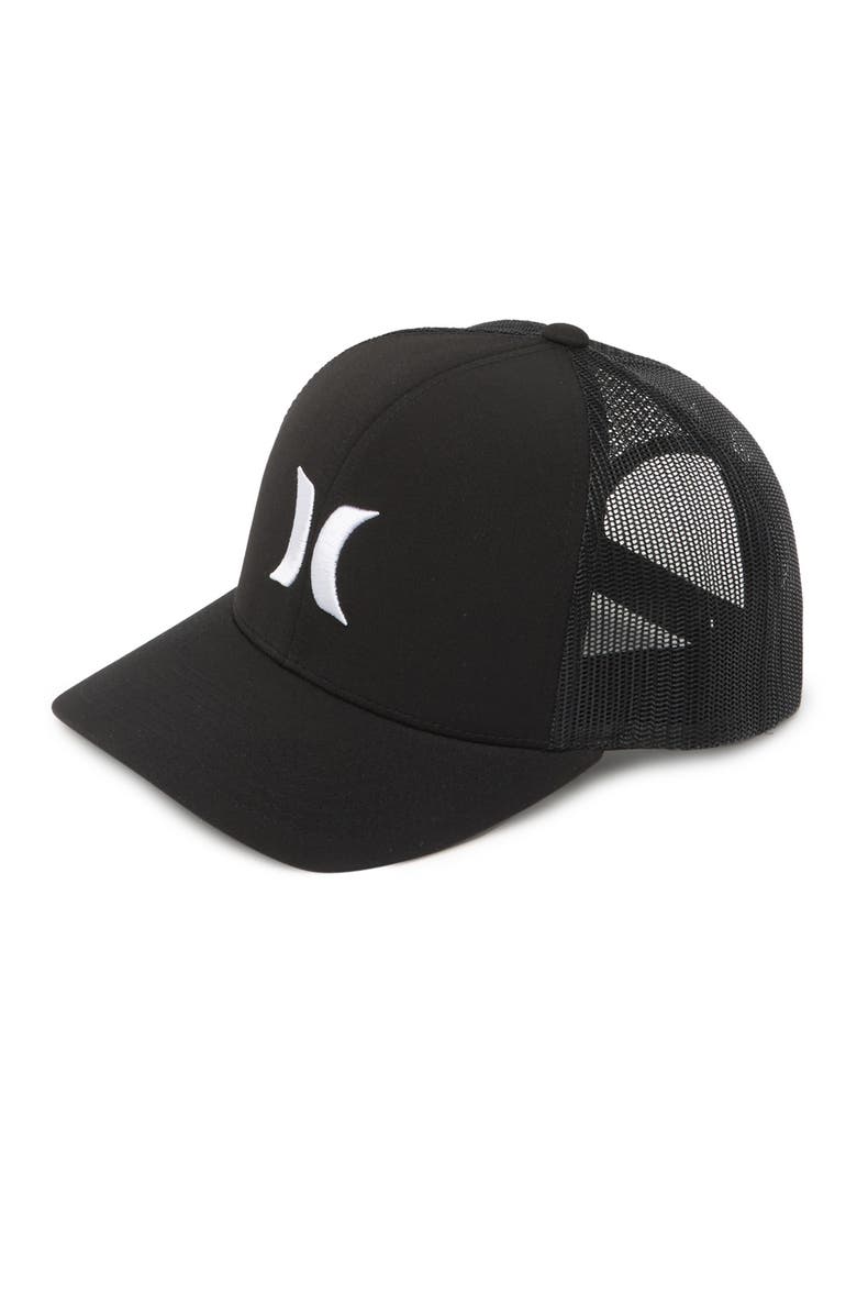 Hurley Del Mar Trucker Baseball Cap, Main, color, Black/White