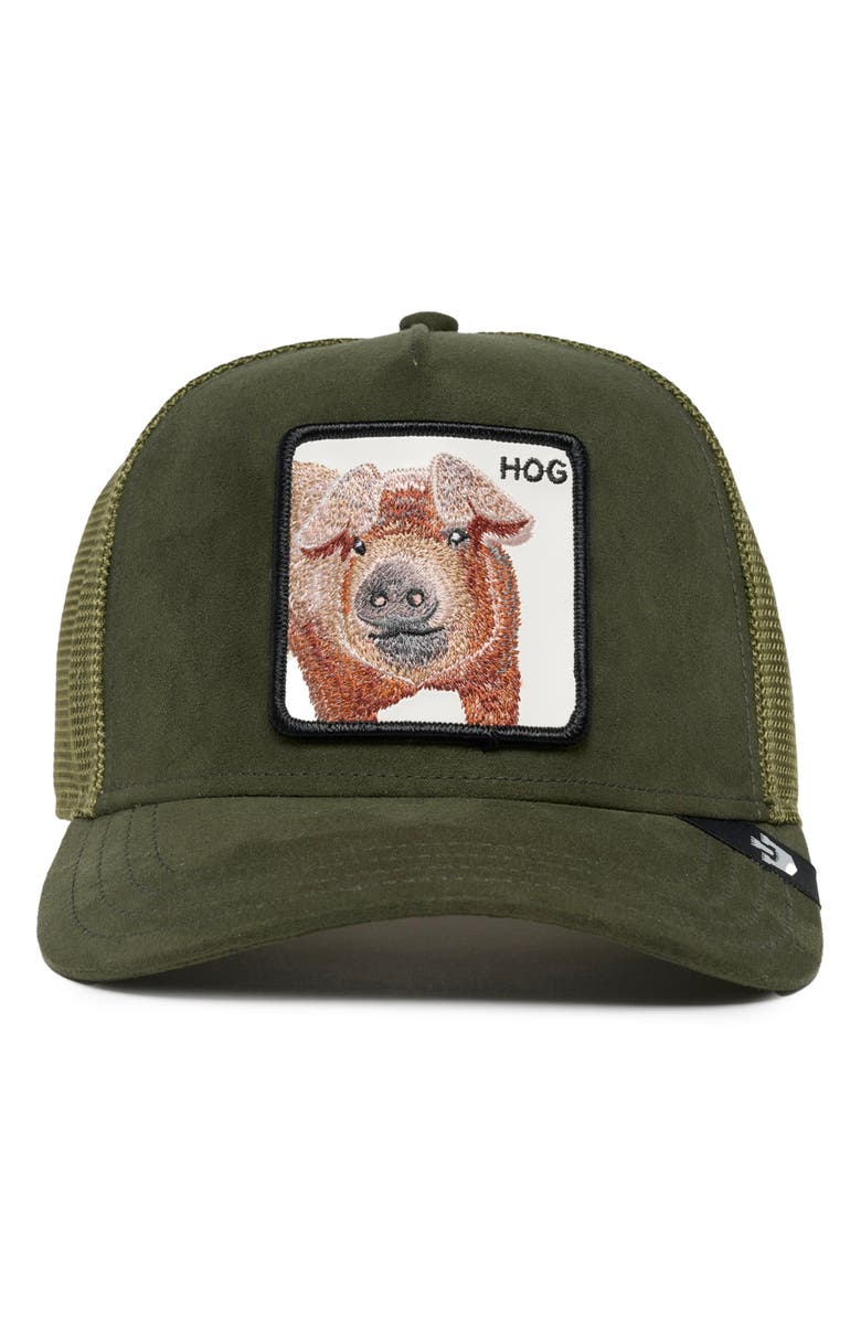 Goorin Bros. The Suede Pig Patch Snapback Trucker Hat, Alternate, color,