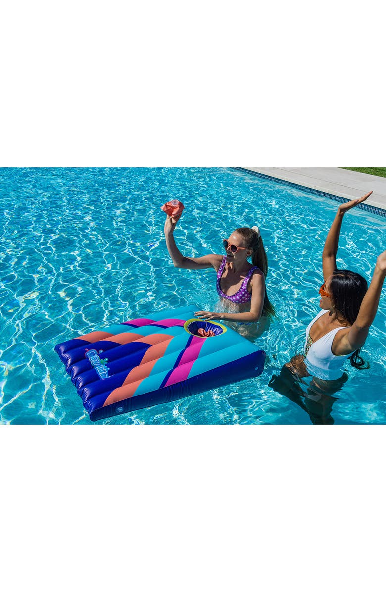 POOLCANDY Inflatable Cornhole Game, Alternate, color, Blue/Coral