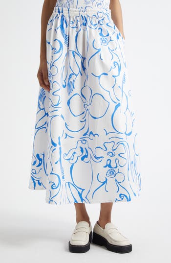 Marimekko Buklee Baluns Cotton Skirt In White