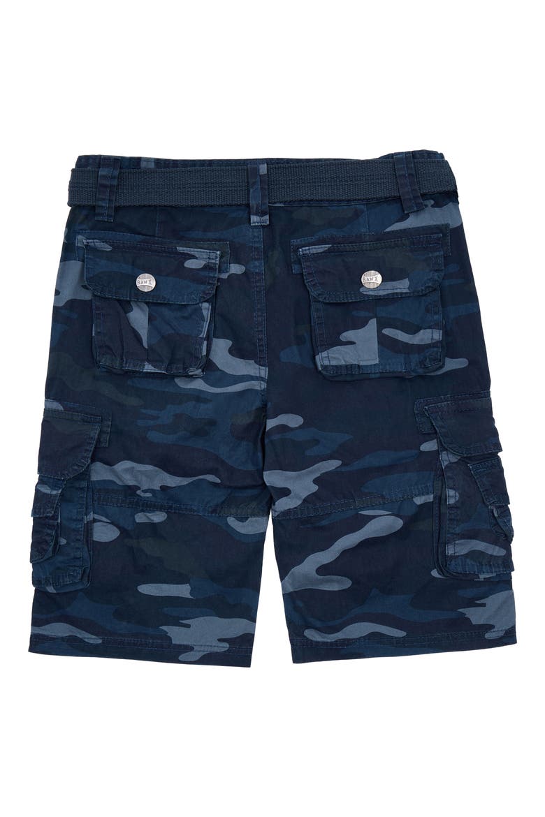 Kids' Belted Cotton Twill Cargo Shorts, Main, color, NAVY CAMO