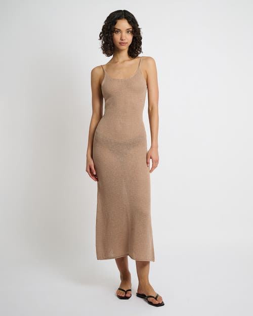 Onia Textured Linen Sweater Scoop Maxi Dress In Tan