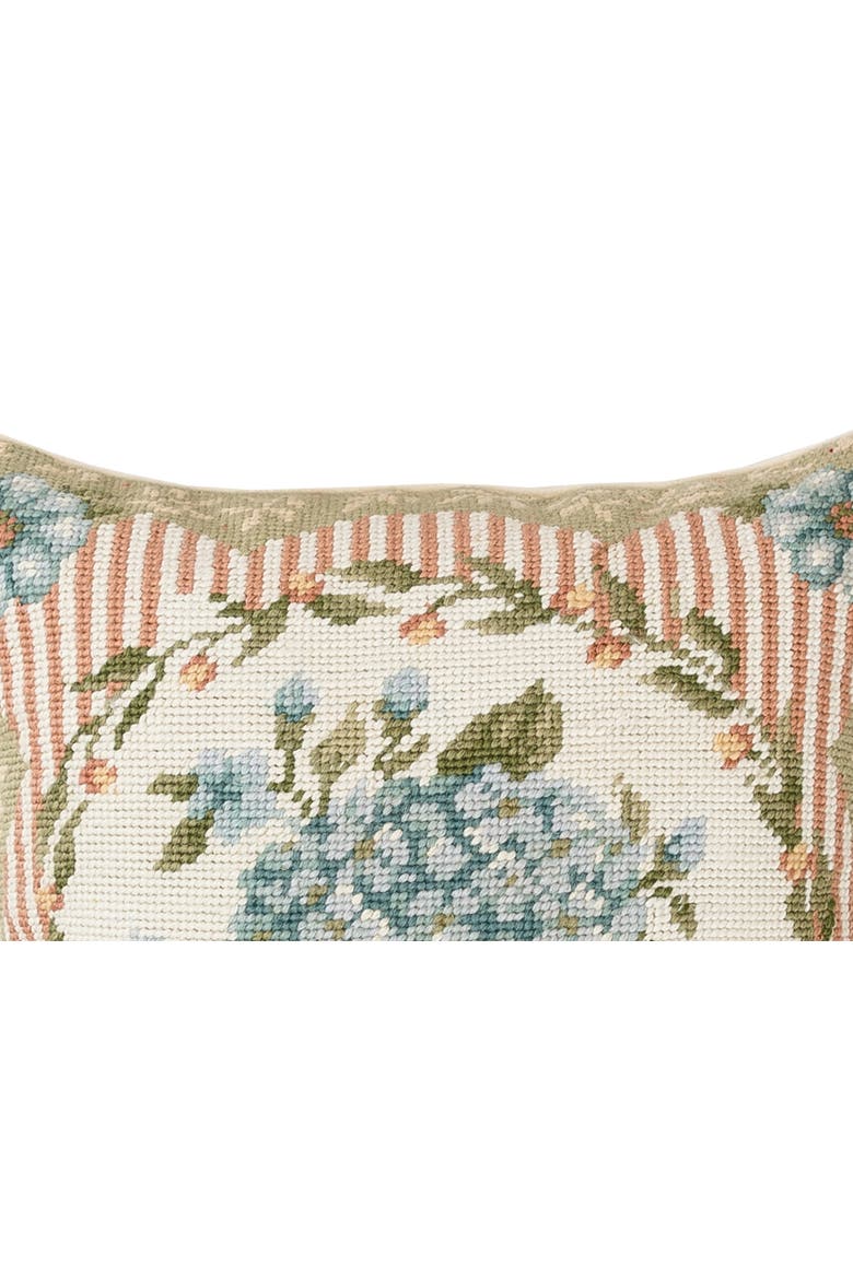 Wild Rose Bouquet Needlepoint Pillow, Alternate, color, Blue