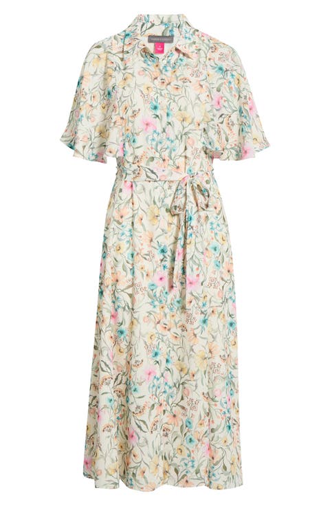 Print Flutter Sleeve Maxi Dress