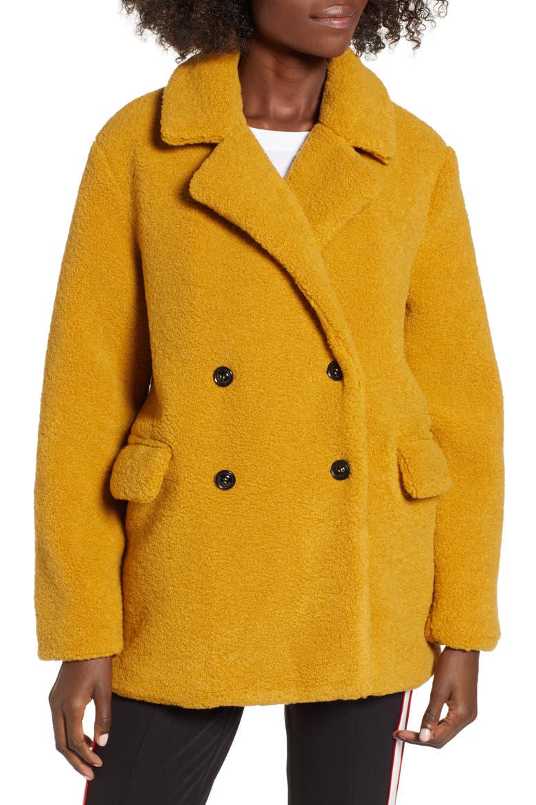 Textured Double Breasted Coat, Alternate, color, YELLOW MINERAL