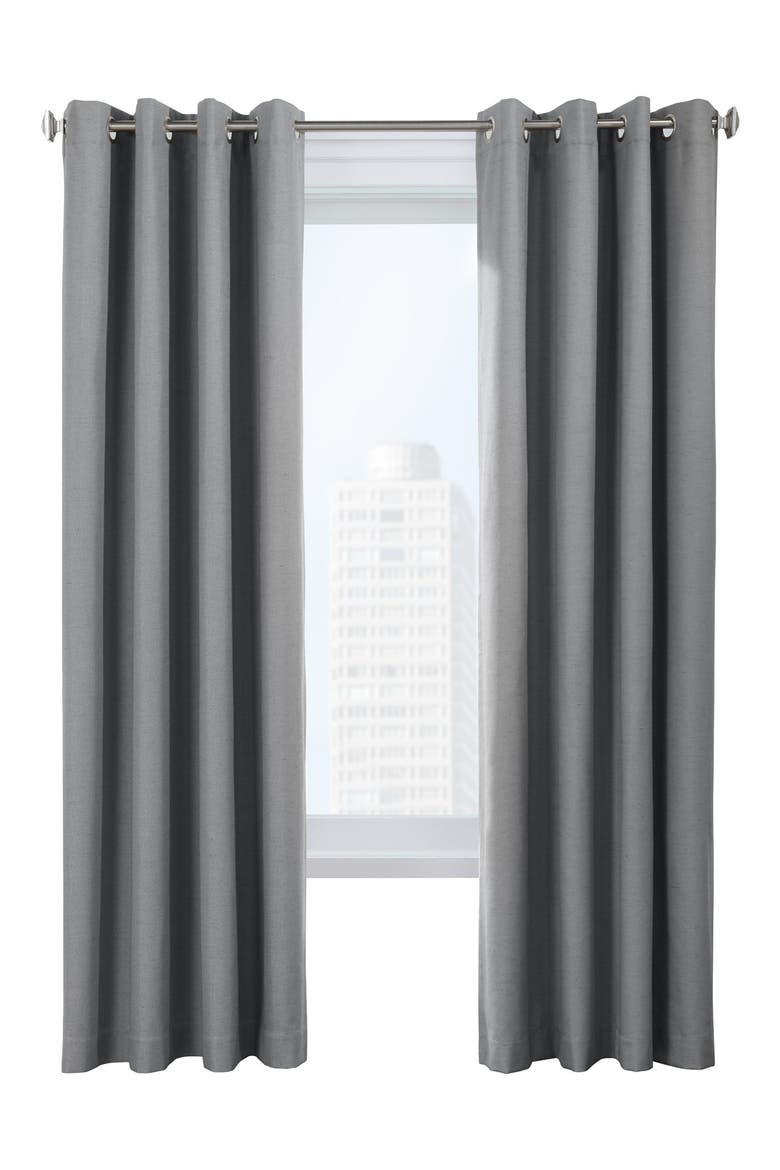 Set of 2 Noise Reducing Indoor Curtain Panels, Main, color, DARK GREY