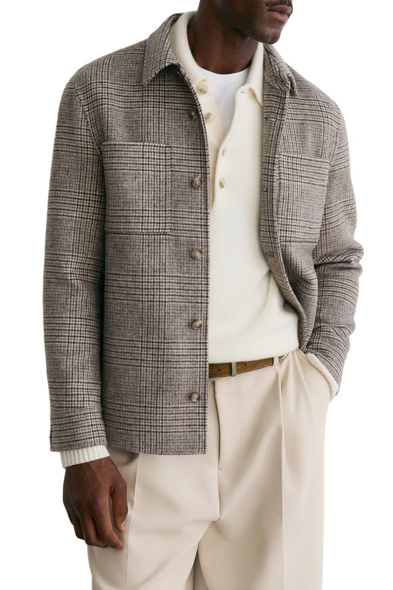 Gano Wool Blend Check Shirt Jacket, Main, color, BROWN