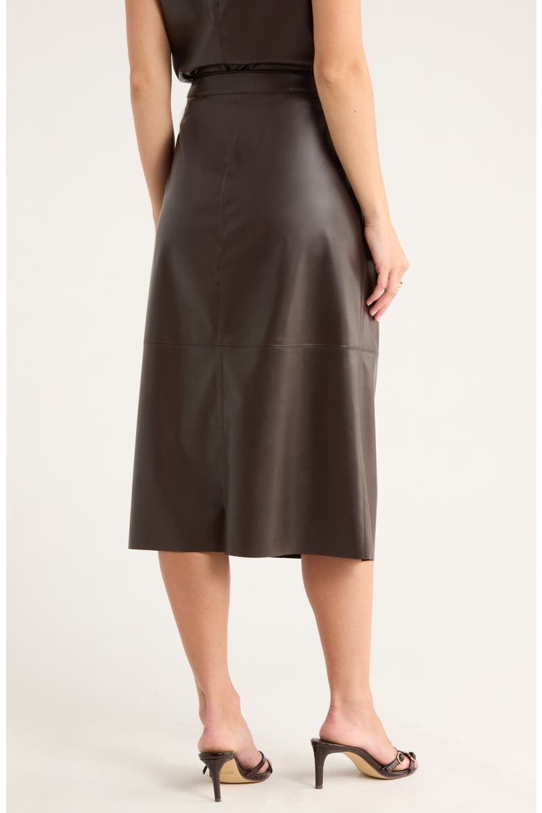 Faux Leather Midi Skirt, Alternate, color, BROWN TORTE