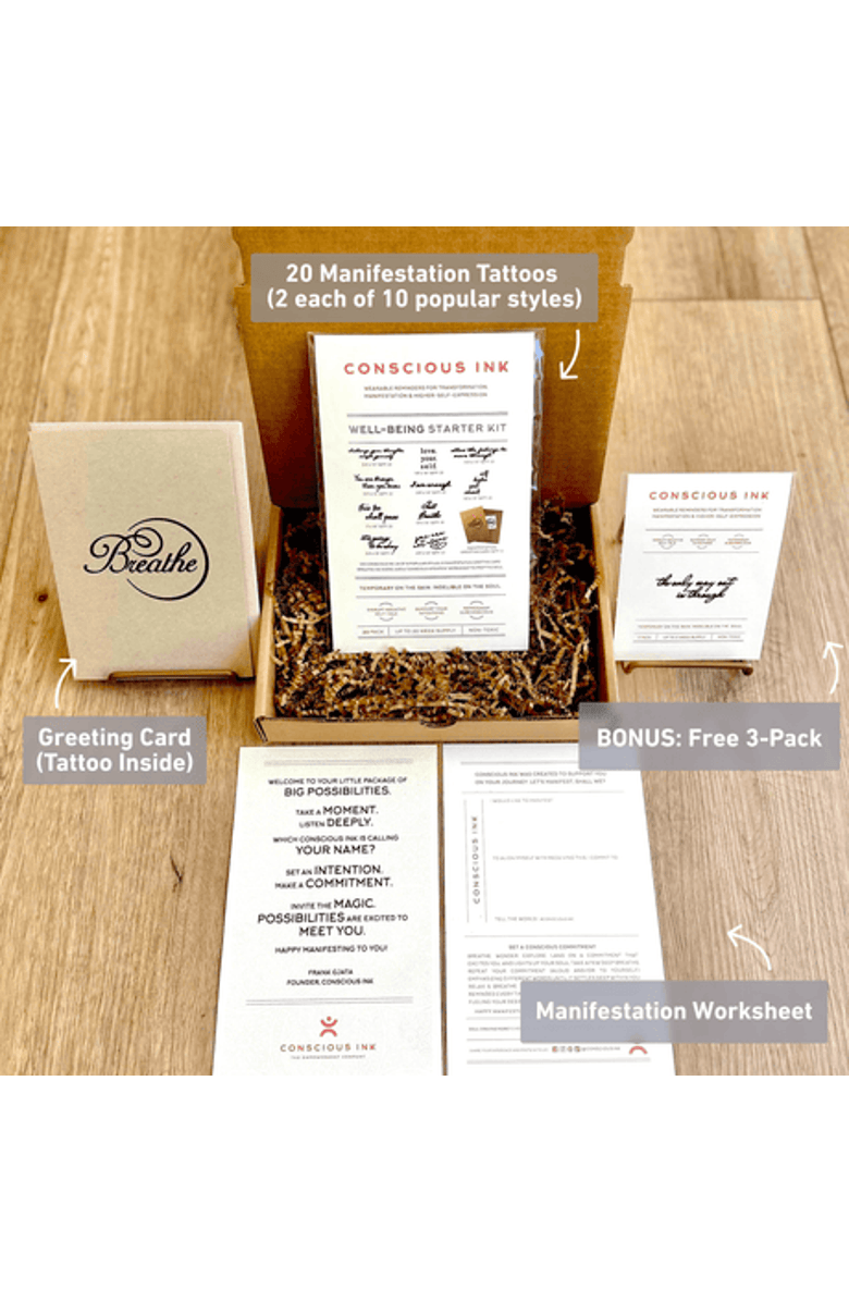 Conscious Ink Well Being Conscious Ink Starter Kit, Main, color, White