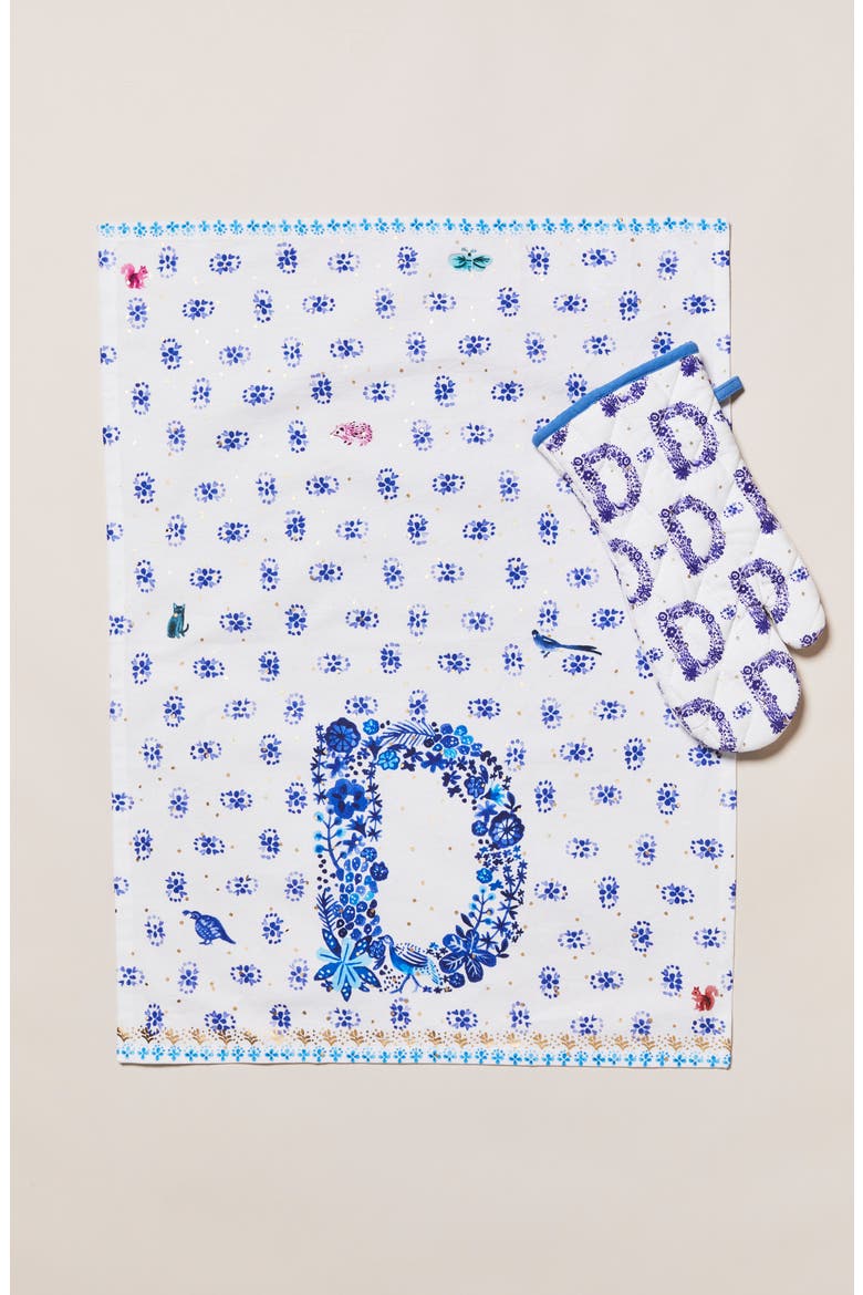 Anthropologie Et Vous Monogram Dishtowel & Oven Mitt, Alternate, color, D