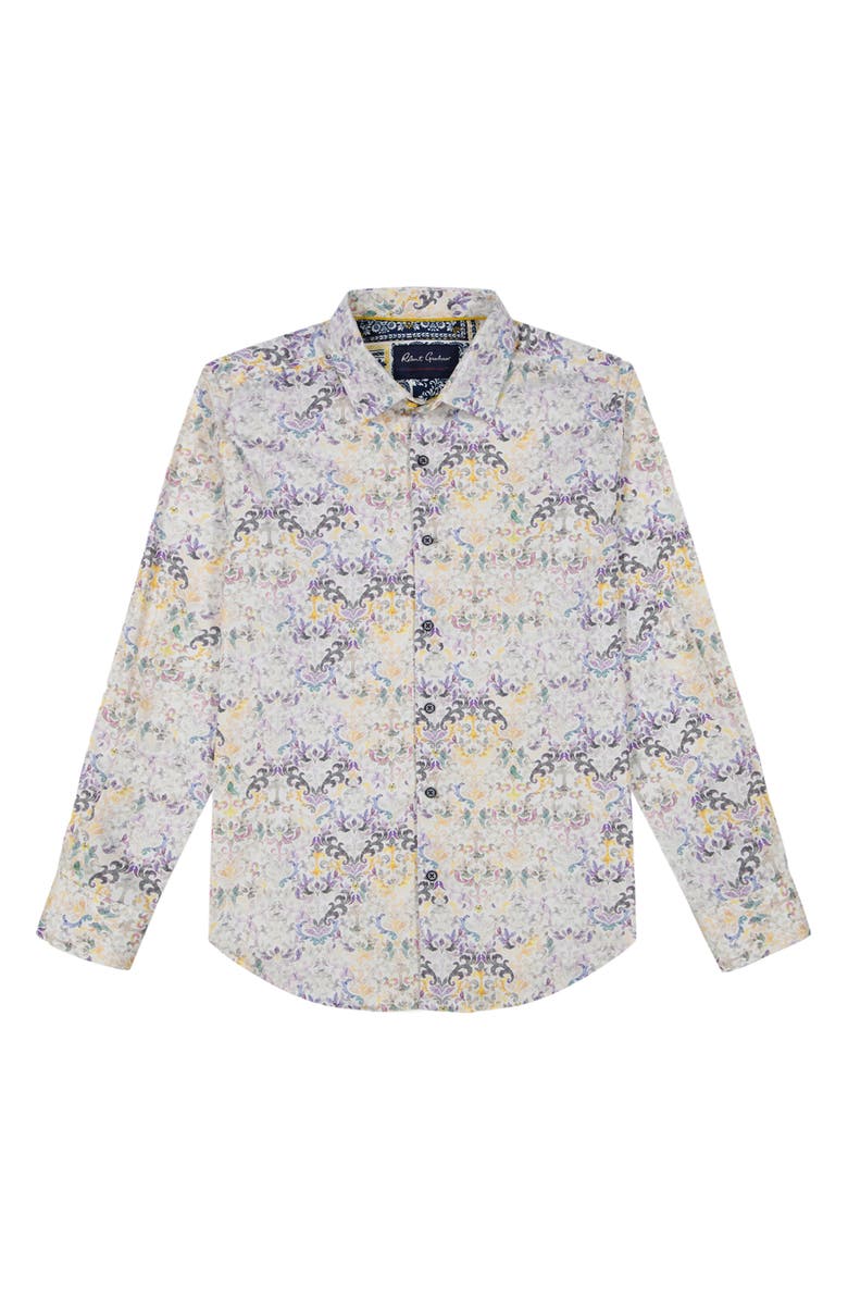 Robert Graham Croatia Stretch Button-Up Shirt, Alternate, color, Yellow Multi