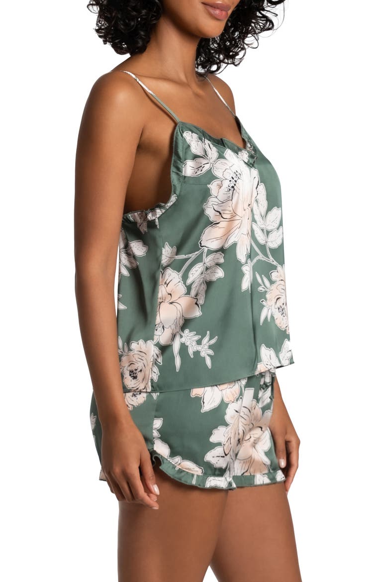 Fiji Floral Ruffle Trim Print Satin Short Pajamas, Alternate, color, SIMPLE FLORET