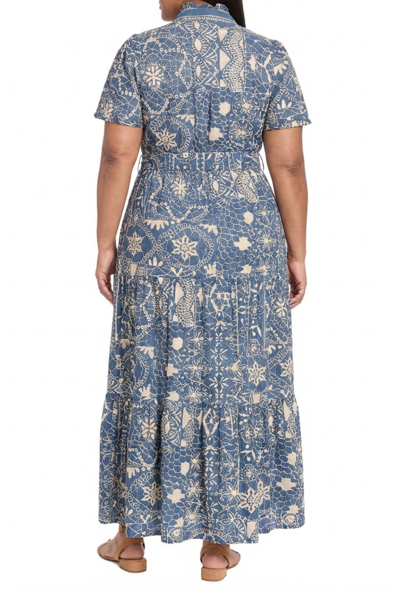 Embroidered Tiered Maxi Dress, Alternate, color, BLUE/ WHITE