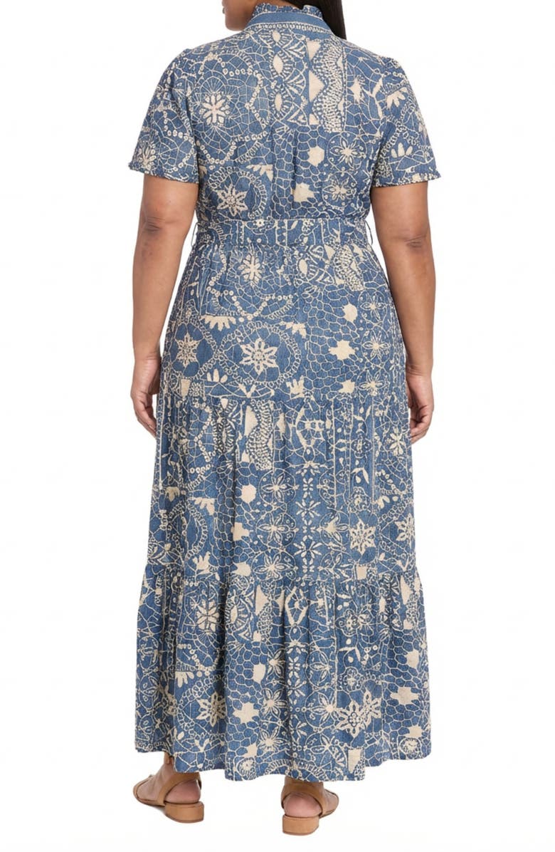 London Times Embroidered Tiered Maxi Dress, Alternate, color, Blue/ White