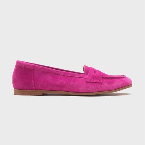 Forever & Always Shoes Dorothy Leather Loafer In Fuchsia Suede Leather