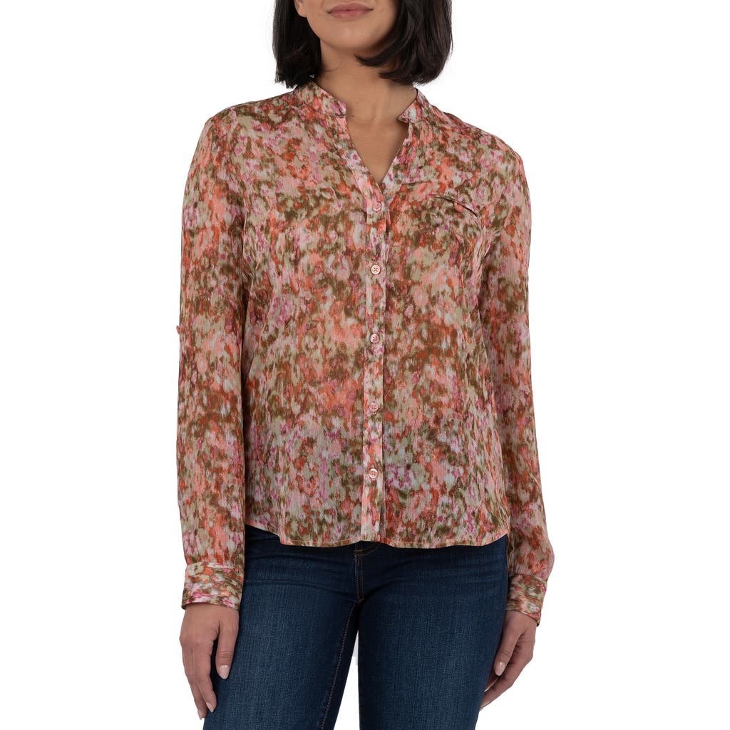 Kut From The Kloth Jasmine Chiffon Button-up Shirt In Brown