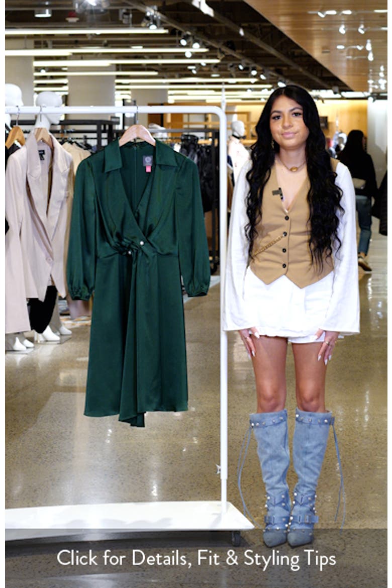 Faux Pearl Clasp Detail Satin Shirtdress video