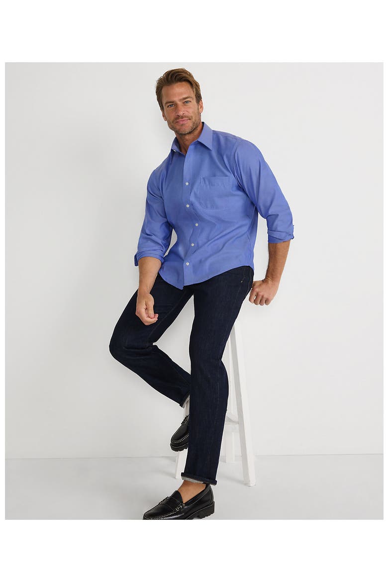 No Iron Supima Cotton Pinpoint Straight Collar Dress Shirt, Alternate, color, Light French Blue