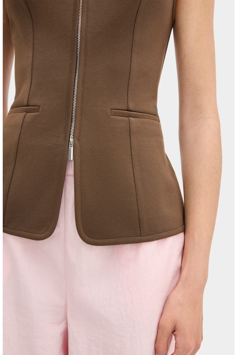 Miguel Zip Ponte Vest, Alternate, color, BROWN