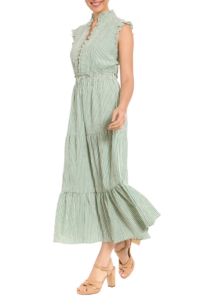 Stripe Ruffle Tiered Maxi Dress, Alternate, color, AVENTURINE